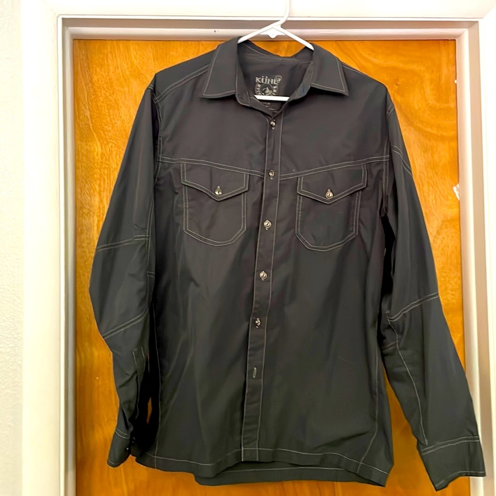 Mens Kuhl long gray Sleeve Button Up shirt